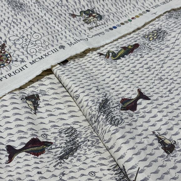 VTG The Mulberry Co Fabric Piece 55”x56” The Great Ocean Design ~ 1993 - Picture 6 of 10